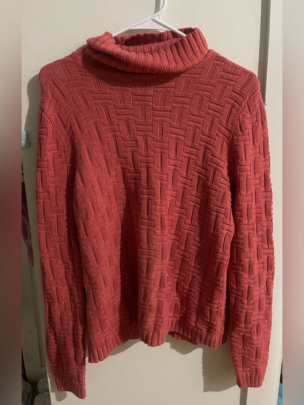Women’s Textured Coral Turtleneck Sweater